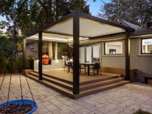 pergola backyard living, outdoor room design north america, garden shade solutions, modern backyard structures, versatile pergola options, all-season outdoor living, backyard transformation ideas, outdoor entertainment areas, living space outdoor enhancements, pergola installation services